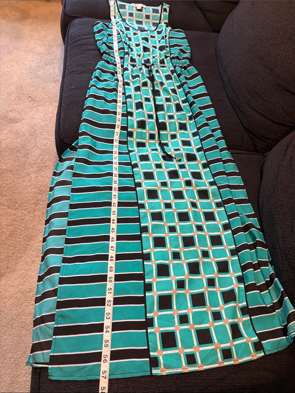 MICHAEL Michael Kors Teal and Black Geometric Print Maxi Dress - Picture 12 of 13